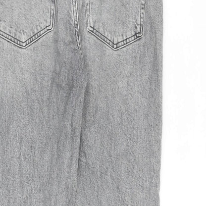 River Island Womens Grey Cotton Straight Jeans Size 12 L24 in Regular Zip