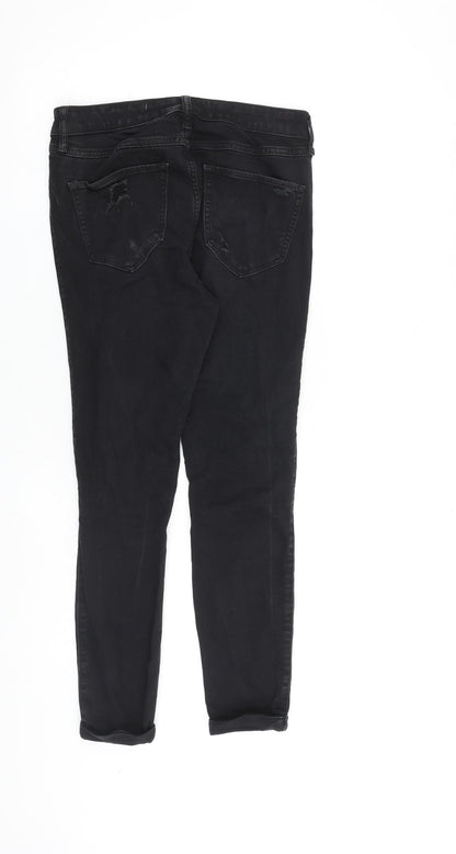Hollister Womens Black Cotton Skinny Jeans Size 28 in L25 in Slim Zip