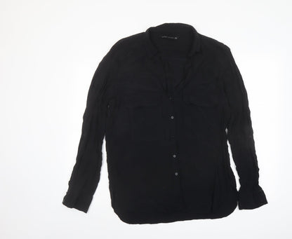 Womens UK Size XL Zara Black Basic Button-Up