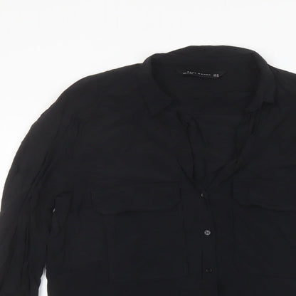 Womens UK Size XL Zara Black Basic Button-Up