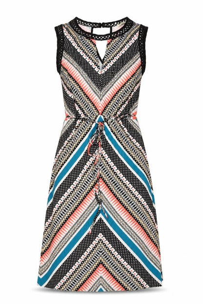 Oasis Womens Multicoloured Geometric Viscose A-Line Size S Round Neck Pullover