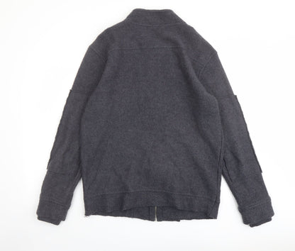 Zara Mens Blue Wool Pea Coat Coat Size XL Button