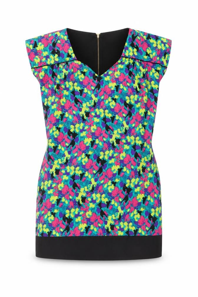 Yumi Womens Multicoloured Floral Polyester Mini Size 8 V-Neck Zip