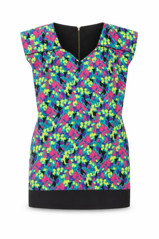 Yumi Womens Multicoloured Floral Polyester Mini Size 8 V-Neck Zip