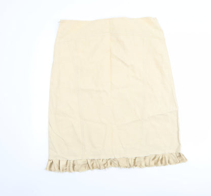 Tippy Womens Beige Floral Cotton Trumpet Skirt Size XL Zip