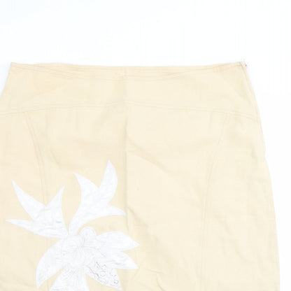 Tippy Womens Beige Floral Cotton Trumpet Skirt Size XL Zip