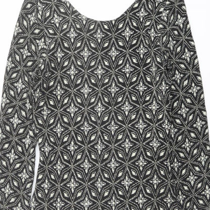 Red Herring Womens Black Geometric Nylon Shift Size 8 Round Neck Pullover