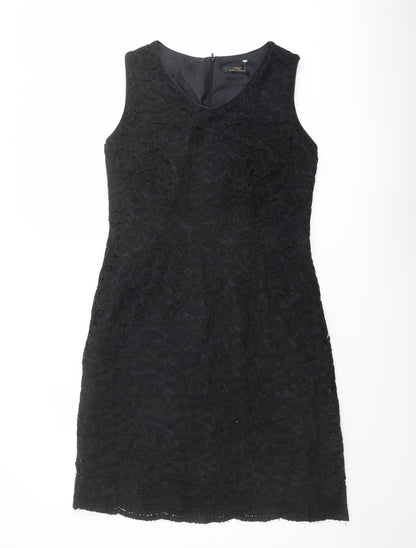 Marks and Spencer Womens Black Polyester Tank Dress Size 12 V-Neck Zip
