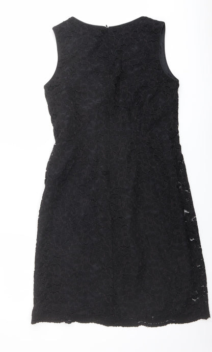Marks and Spencer Womens Black Polyester Tank Dress Size 12 V-Neck Zip