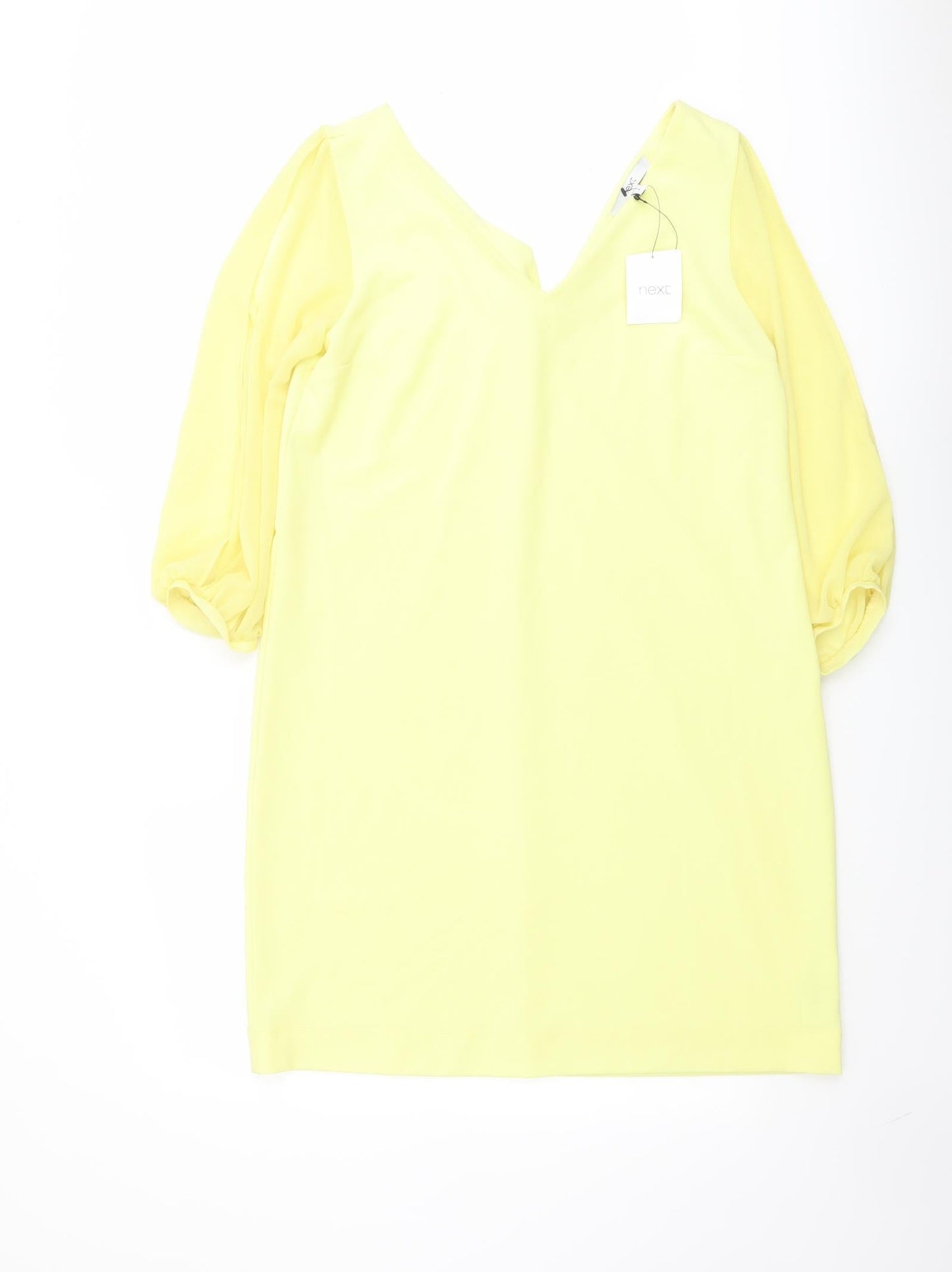 NEXT Womens Yellow Polyester A-Line Size 12 V-Neck Pullover