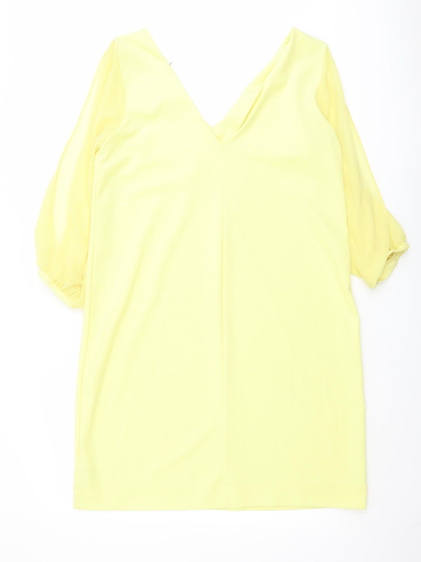 NEXT Womens Yellow Polyester A-Line Size 12 V-Neck Pullover