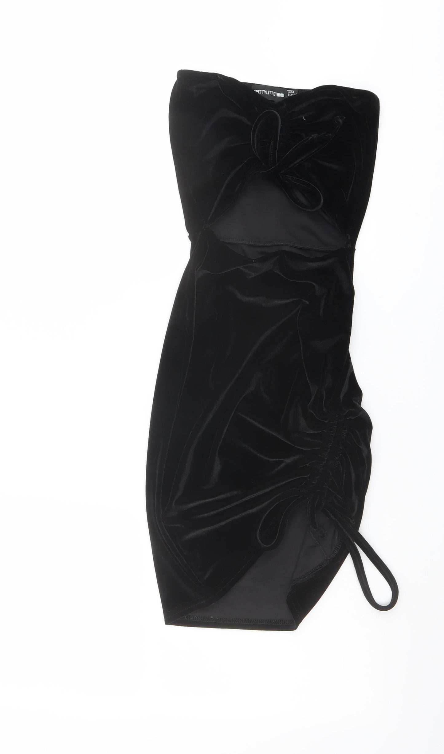 PRETTYLITTLETHING Womens Black Polyester Mini Size 4 Off the Shoulder Pullover