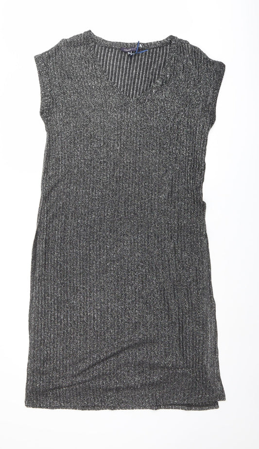 Limited Edition Womens Silver Polyester Jumper Dress Size 12 V-Neck Pullover