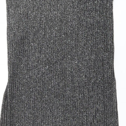 Limited Edition Womens Silver Polyester Jumper Dress Size 12 V-Neck Pullover