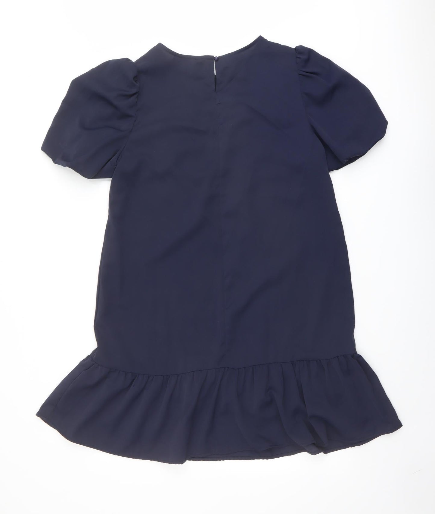 AX Paris Womens Blue Polyester A-Line Size 8 Round Neck Button