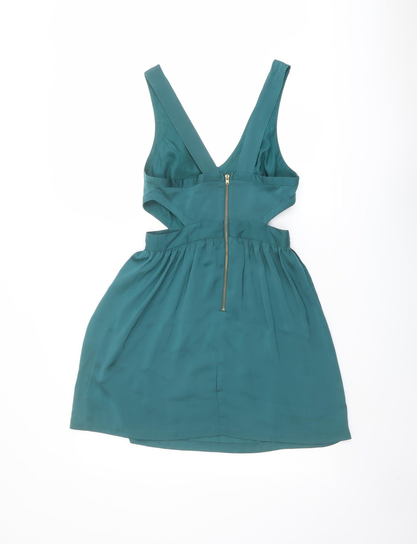 Coincidence & Chance Womens Green Polyester Tank Dress Size S V-Neck Zip