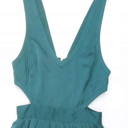 Coincidence & Chance Womens Green Polyester Tank Dress Size S V-Neck Zip