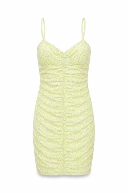 H&M Womens Green Floral Polyester Bodycon Size M V-Neck Pullover