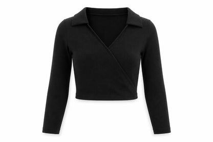 Womens UK Size M H&M Black Cropped Polo