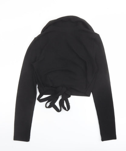 Womens UK Size M H&M Black Cropped Polo