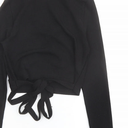 Womens UK Size M H&M Black Cropped Polo