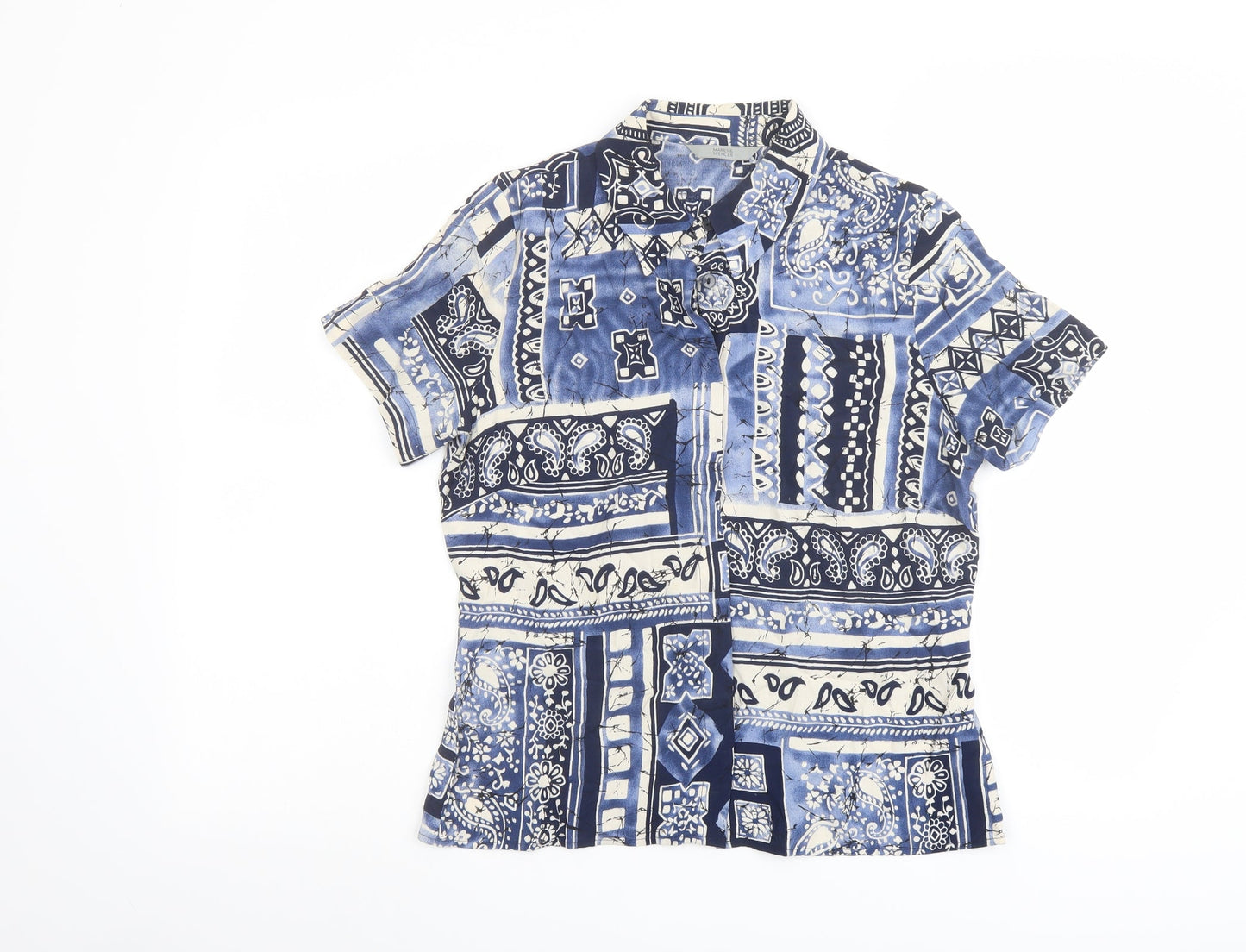 Womens UK Size 10 Marks and Spencer Blue Basic Button-Up