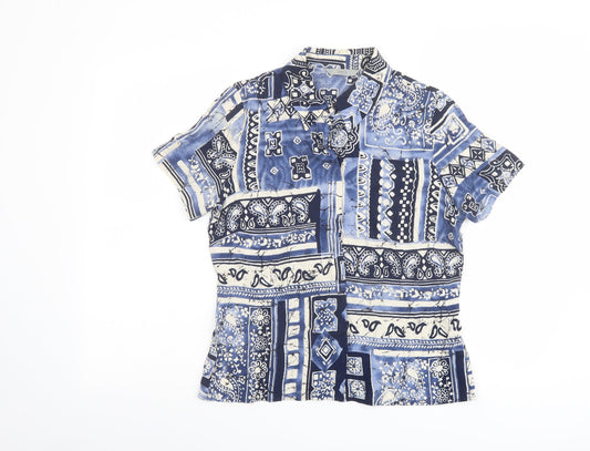 Womens UK Size 10 Marks and Spencer Blue Basic Button-Up
