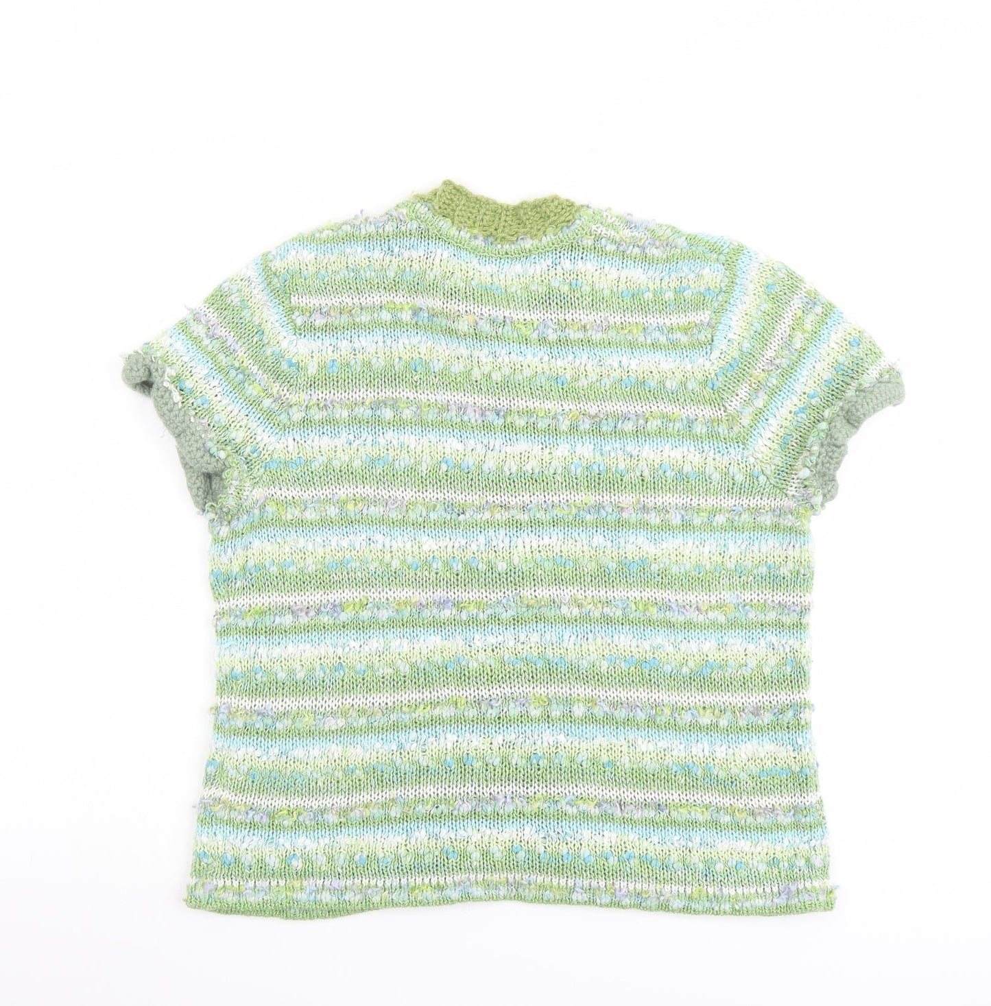 Donatella Maurizio Womens Green V-Neck Geometric Acrylic Cardigan Jumper Size XL