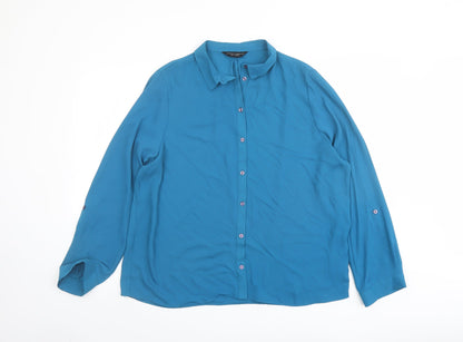 Womens UK Size 16 Dorothy Perkins Blue Basic Button-Up