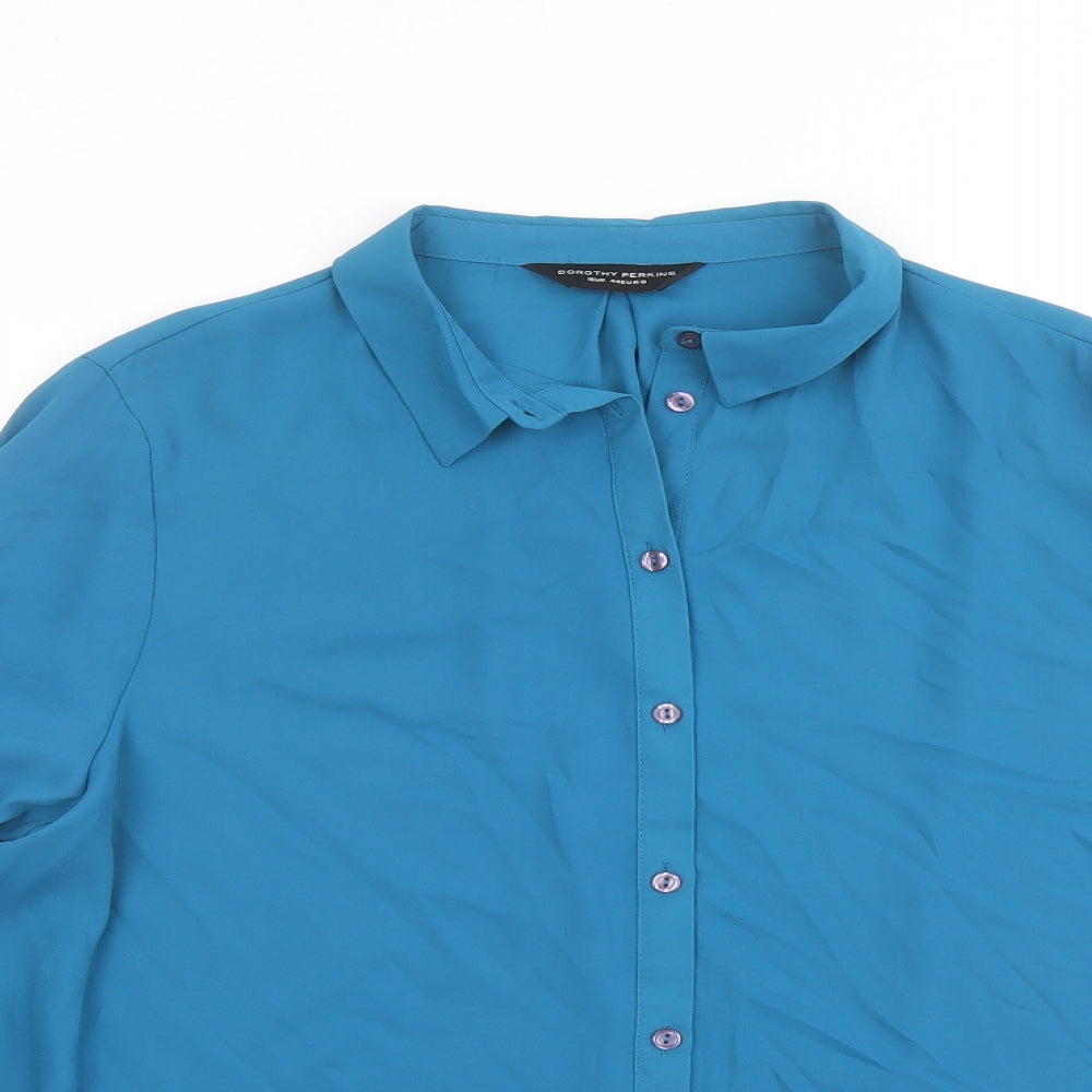 Womens UK Size 16 Dorothy Perkins Blue Basic Button-Up