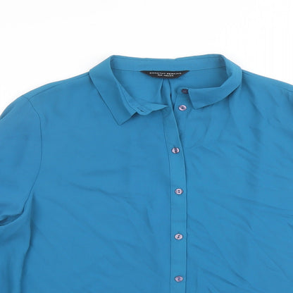 Womens UK Size 16 Dorothy Perkins Blue Basic Button-Up