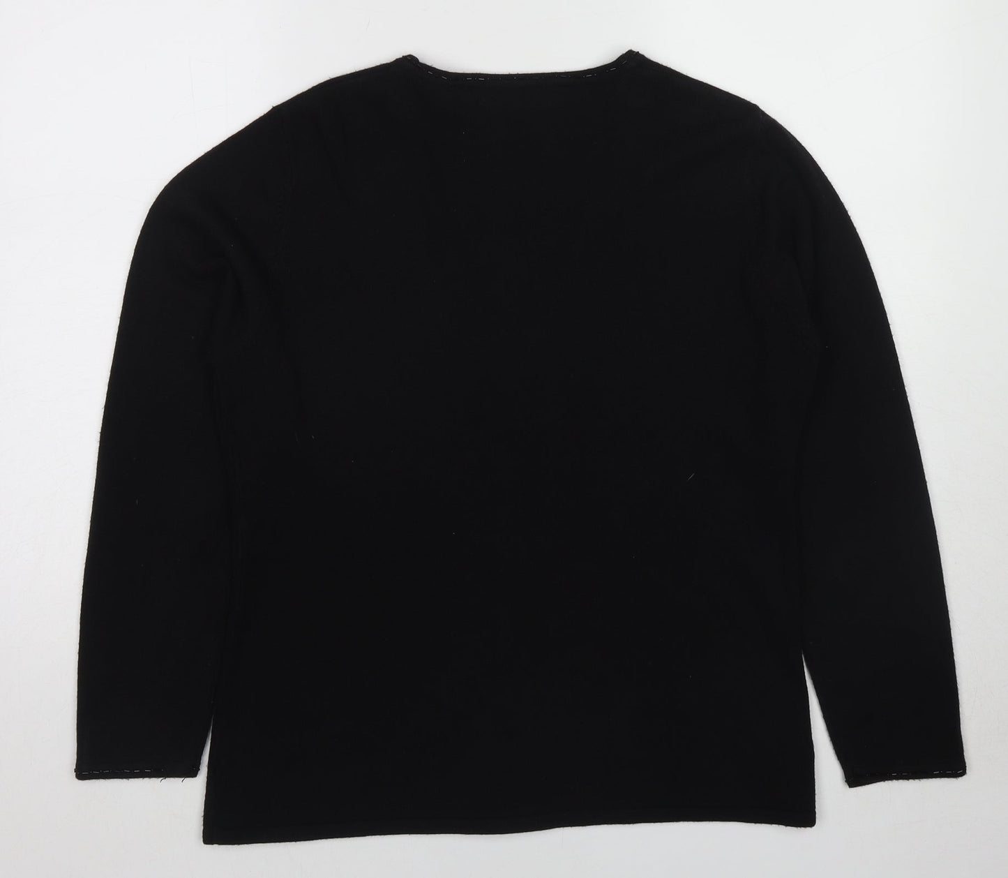 Joella Di Marco Womens Black V-Neck Acrylic Cardigan Jumper Size L