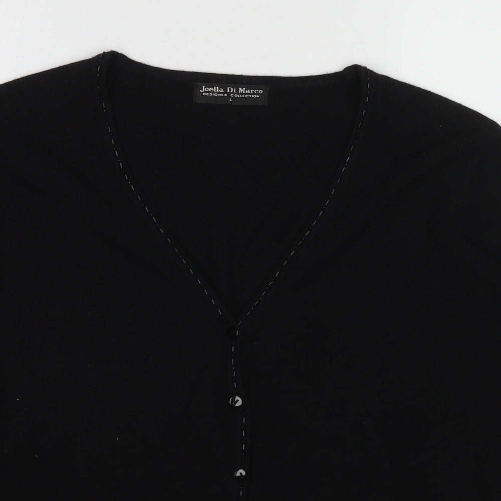 Joella Di Marco Womens Black V-Neck Acrylic Cardigan Jumper Size L