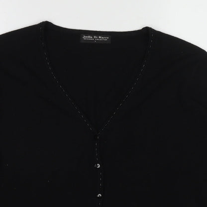 Joella Di Marco Womens Black V-Neck Acrylic Cardigan Jumper Size L