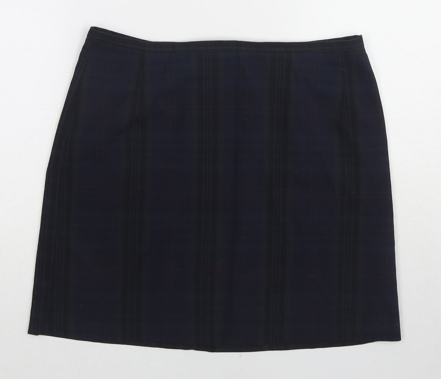 New Look Womens Blue Plaid Polyester A-Line Skirt Size 10 Zip