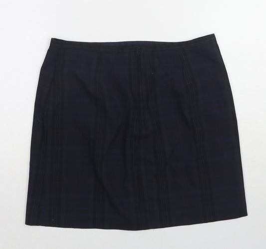 New Look Womens Blue Plaid Polyester A-Line Skirt Size 10 Zip