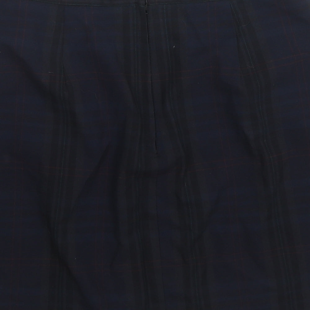 New Look Womens Blue Plaid Polyester A-Line Skirt Size 10 Zip