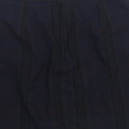 New Look Womens Blue Plaid Polyester A-Line Skirt Size 10 Zip
