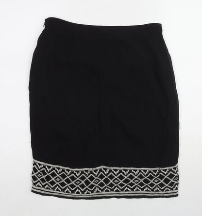 Monsoon Womens Blue Geometric Polyester A-Line Skirt Size 10 Zip