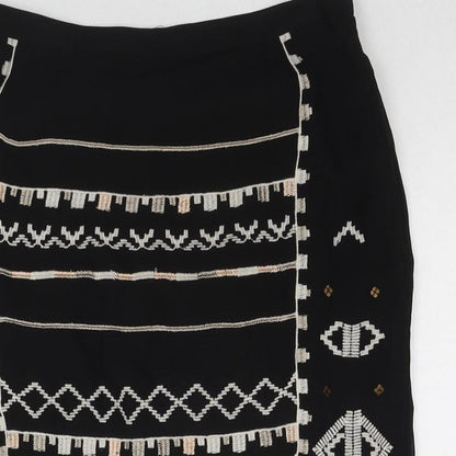 Monsoon Womens Blue Geometric Polyester A-Line Skirt Size 10 Zip