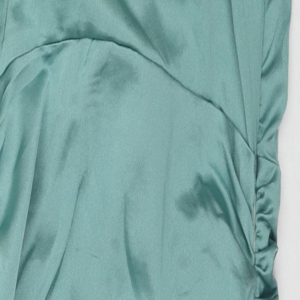 PRETTYLITTLETHING Womens Blue Polyester Bodycon Size 8 Round Neck Zip