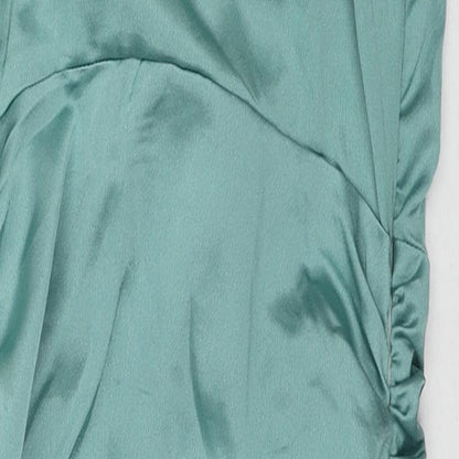 PRETTYLITTLETHING Womens Blue Polyester Bodycon Size 8 Round Neck Zip