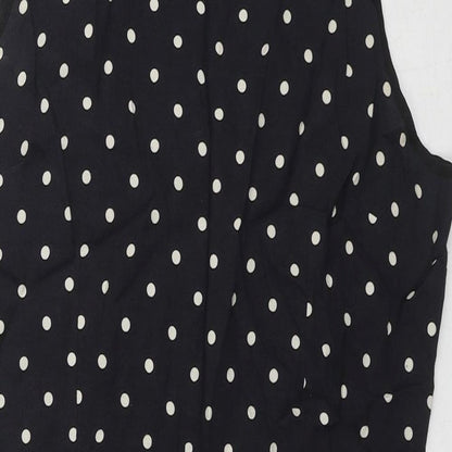 NAF NAF Womens Black Polka Dot Viscose Shift Size 12 Round Neck Zip