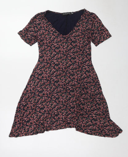 In the Style Womens Multicoloured Floral Viscose A-Line Size 8 V-Neck Pullover
