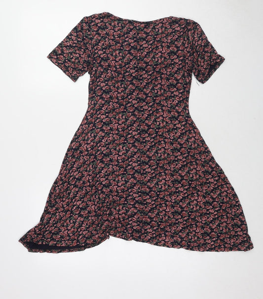 In the Style Womens Multicoloured Floral Viscose A-Line Size 8 V-Neck Pullover