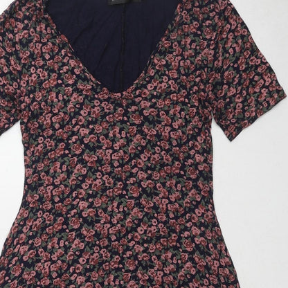 In the Style Womens Multicoloured Floral Viscose A-Line Size 8 V-Neck Pullover