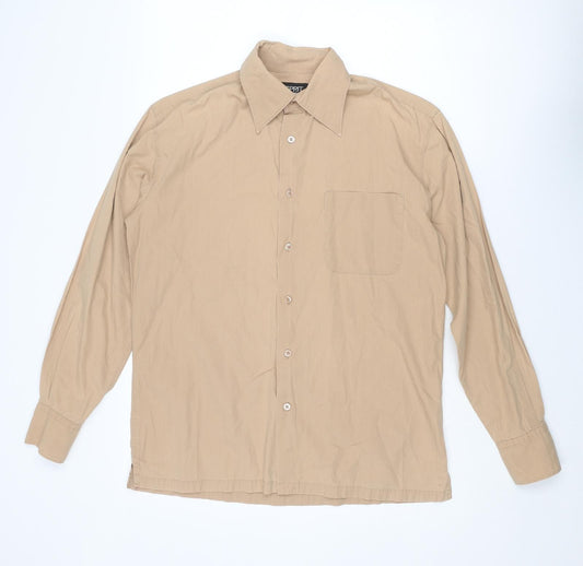 Mens UK Size M Esprit Beige  Button-Up Long Sleeve Casual Shirt