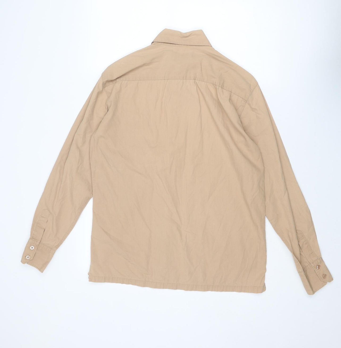 Mens UK Size M Esprit Beige  Button-Up Long Sleeve Casual Shirt