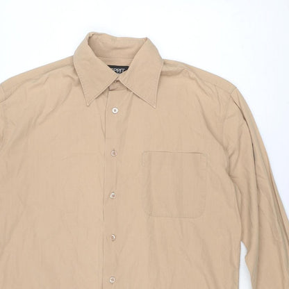 Mens UK Size M Esprit Beige  Button-Up Long Sleeve Casual Shirt