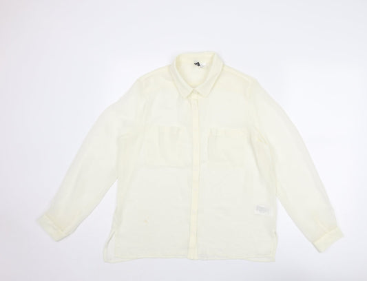 Divided by H&M Womens Ivory Polyester Basic Button-Up Size 8 Collared